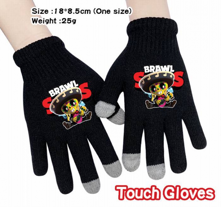 Brawl Stars-10A Black Anime knit full finger touch screen gloves