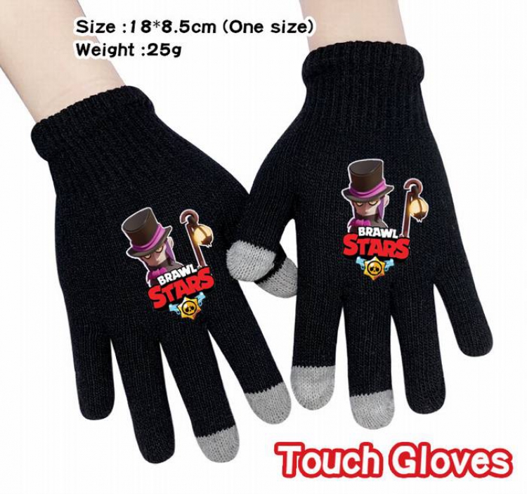 Brawl Stars-13A Black Anime knit full finger touch screen gloves