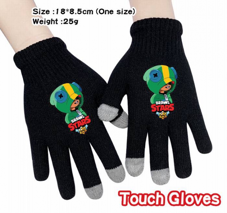 Brawl Stars-5A Black Anime knit full finger touch screen gloves