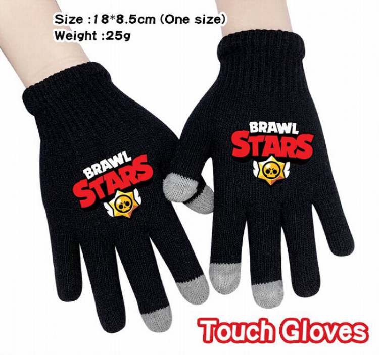 Brawl Stars-4A Black Anime knit full finger touch screen gloves