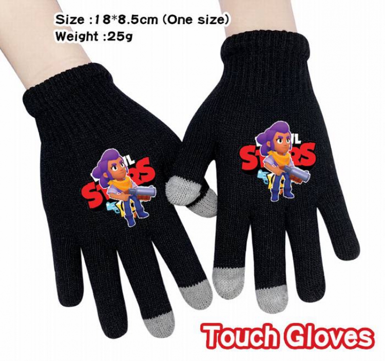 Brawl Stars-9A Black Anime knit full finger touch screen gloves