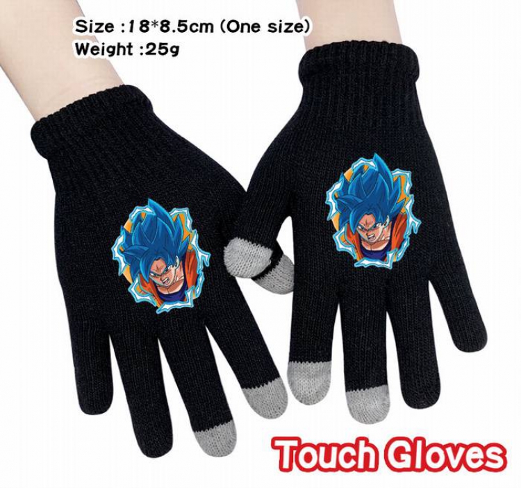 Dragon Ball-23A Black Anime knit full finger touch screen gloves
