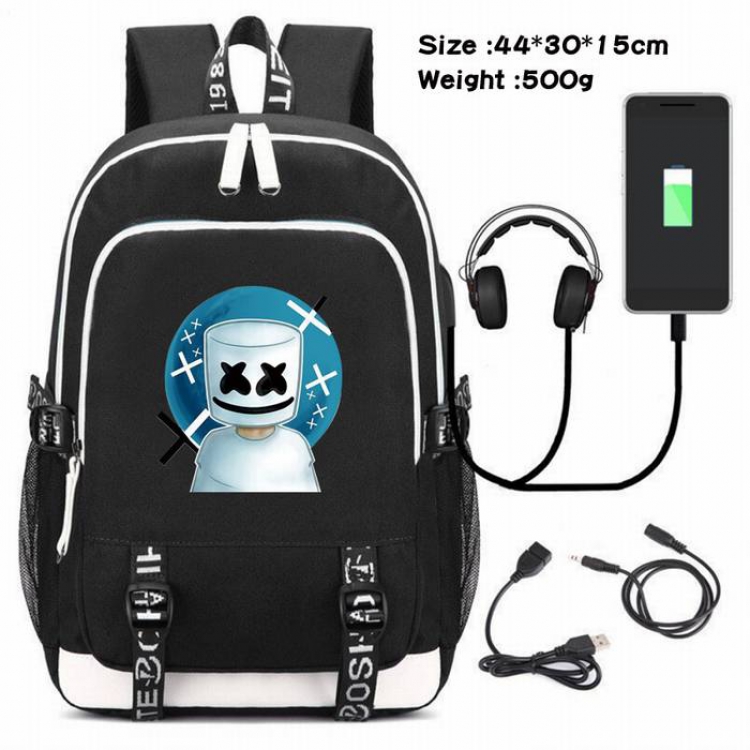 Marshmello-172 Anime USB Charging Backpack Data Cable Backpack