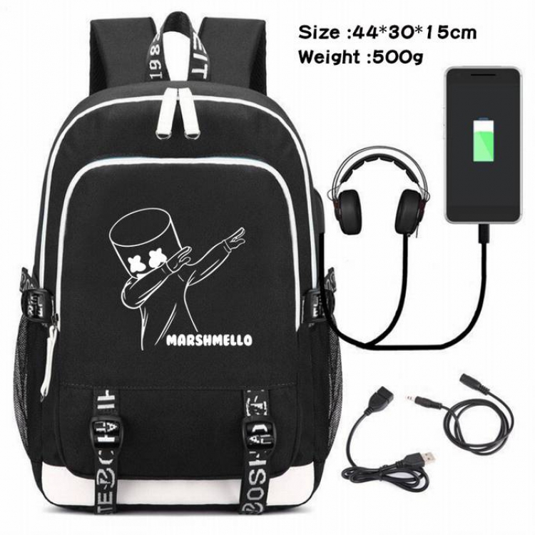 Marshmello-171 Anime USB Charging Backpack Data Cable Backpack