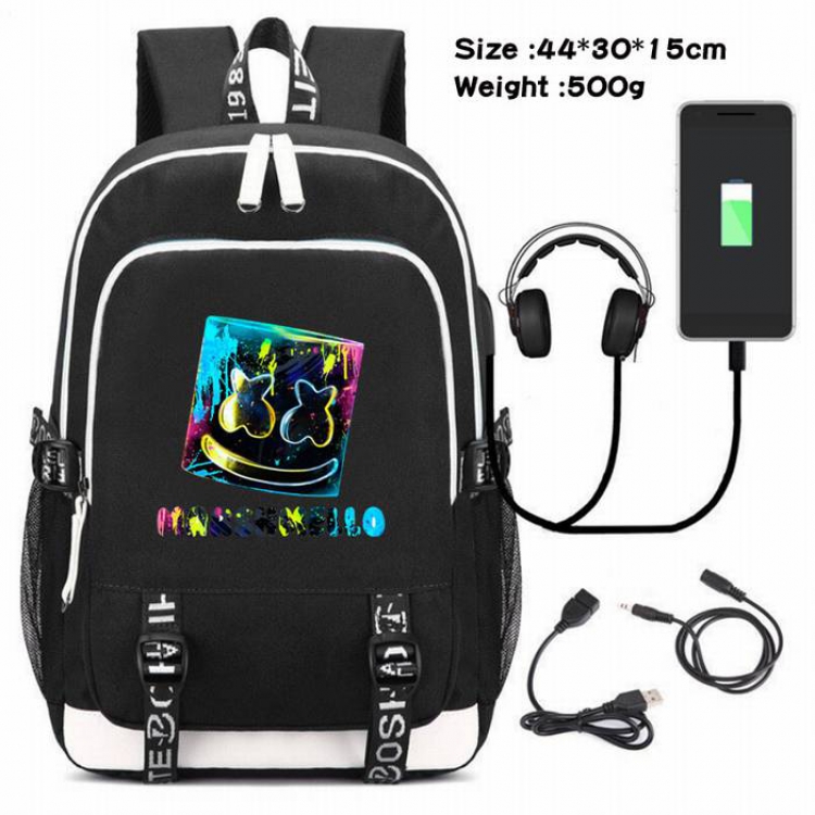 Marshmello-175 Anime USB Charging Backpack Data Cable Backpack