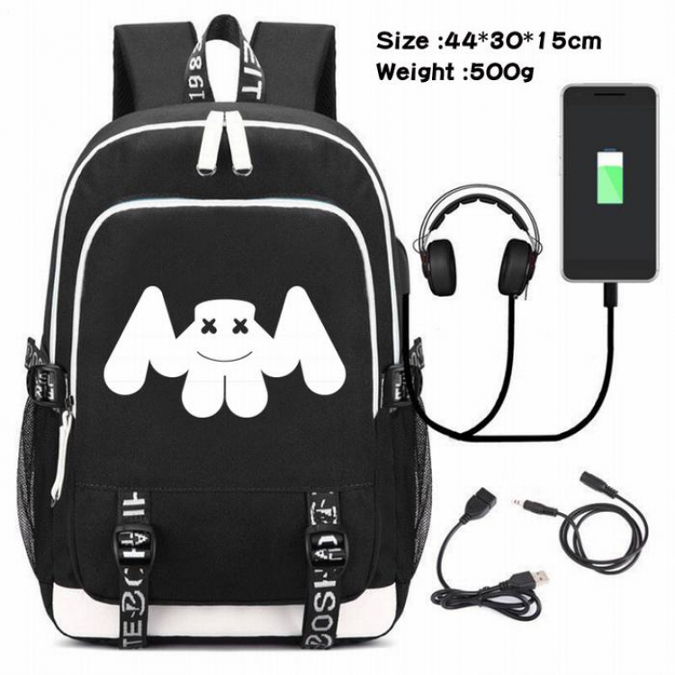Marshmello-176 Anime USB Charging Backpack Data Cable Backpack