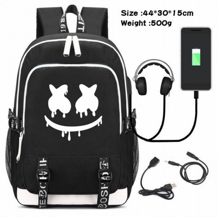 Marshmello-179 Anime USB Charging Backpack Data Cable Backpack