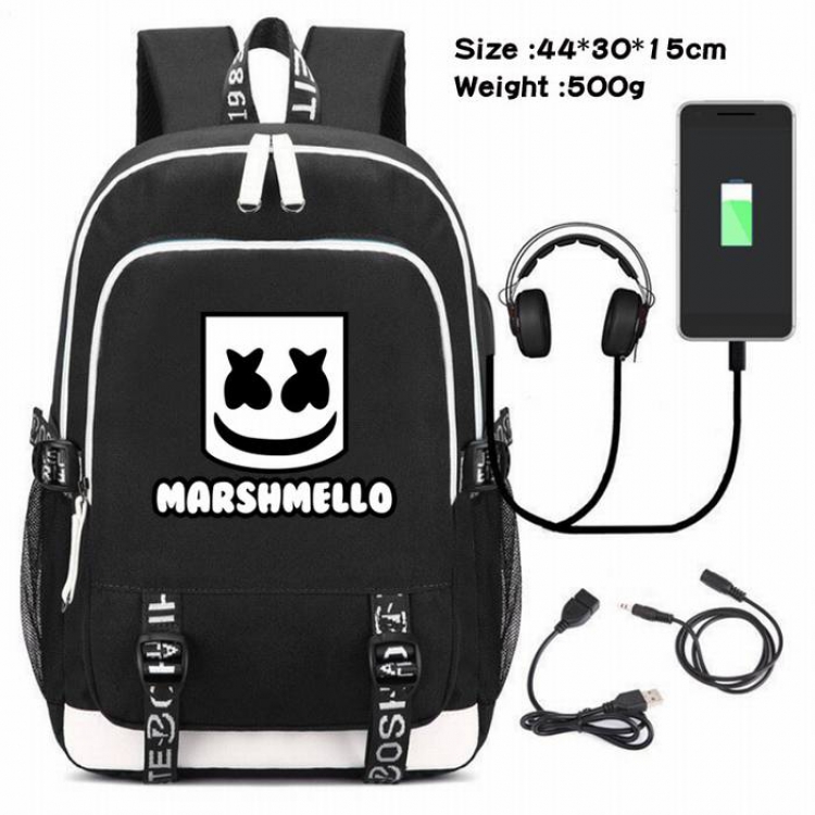 Marshmello-177 Anime USB Charging Backpack Data Cable Backpack