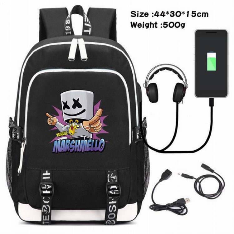 Marshmello-181 Anime USB Charging Backpack Data Cable Backpack