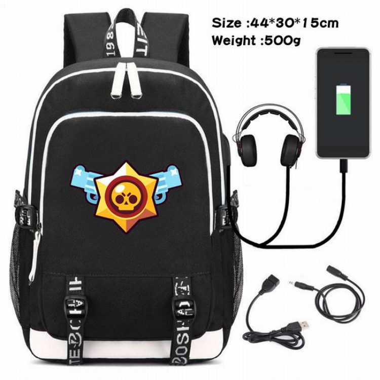 Brawl Stars-166 Anime USB Charging Backpack Data Cable Backpack