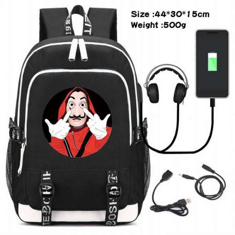 La casa de papel-233 Anime USB Charging Backpack Data Cable Backpack