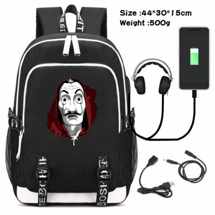 La casa de papel-235 Anime USB Charging Backpack Data Cable Backpack