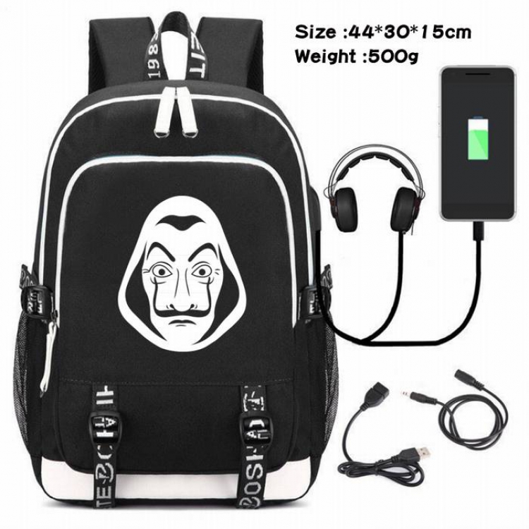 La casa de papel-238 Anime USB Charging Backpack Data Cable Backpack