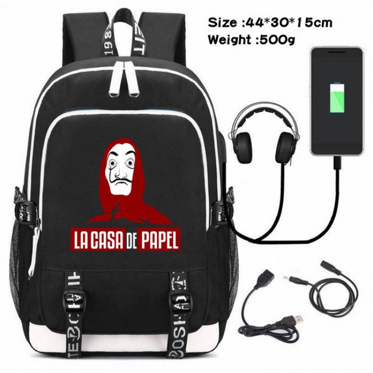 La casa de papel-241 Anime USB Charging Backpack Data Cable Backpack