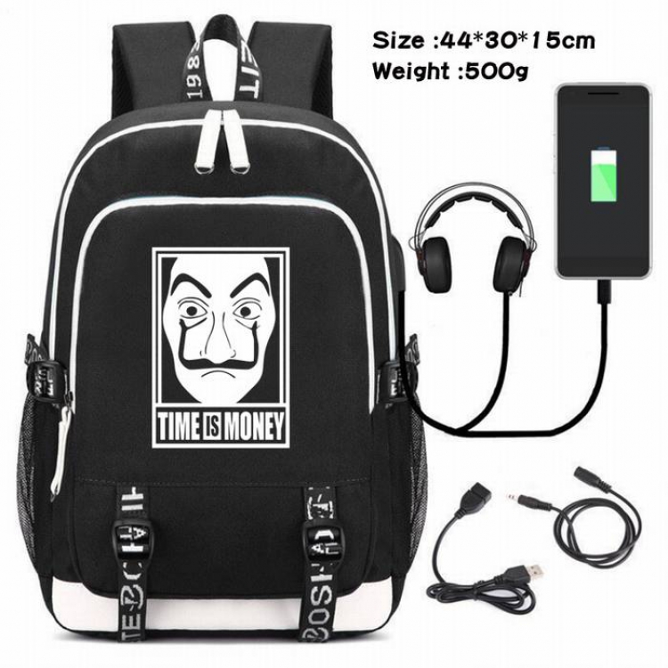 La casa de papel-243 Anime USB Charging Backpack Data Cable Backpack