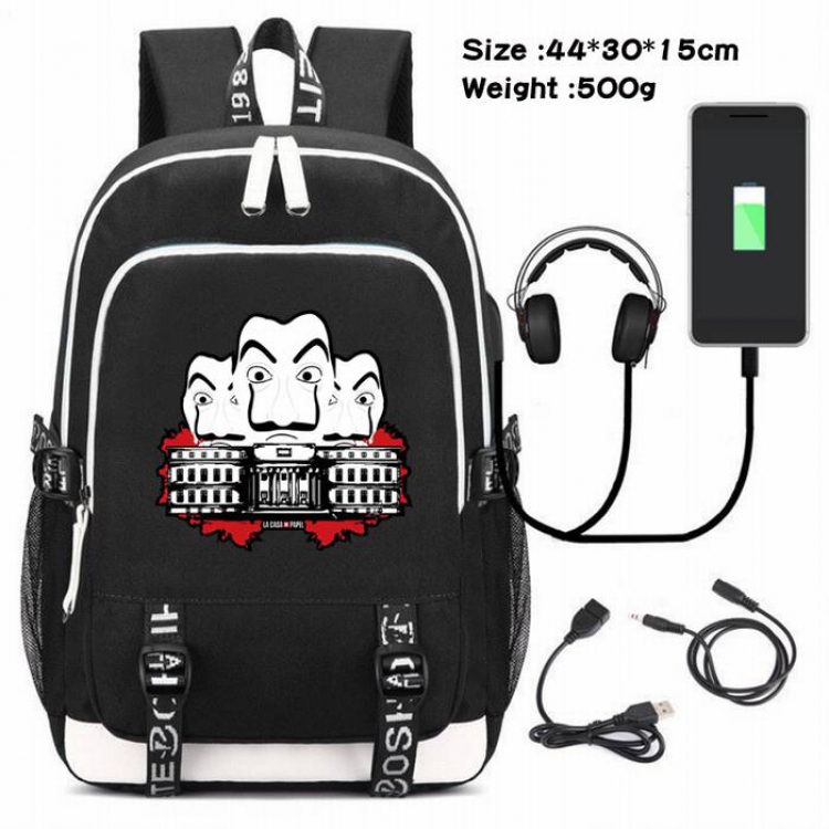 La casa de papel-249 Anime USB Charging Backpack Data Cable Backpack