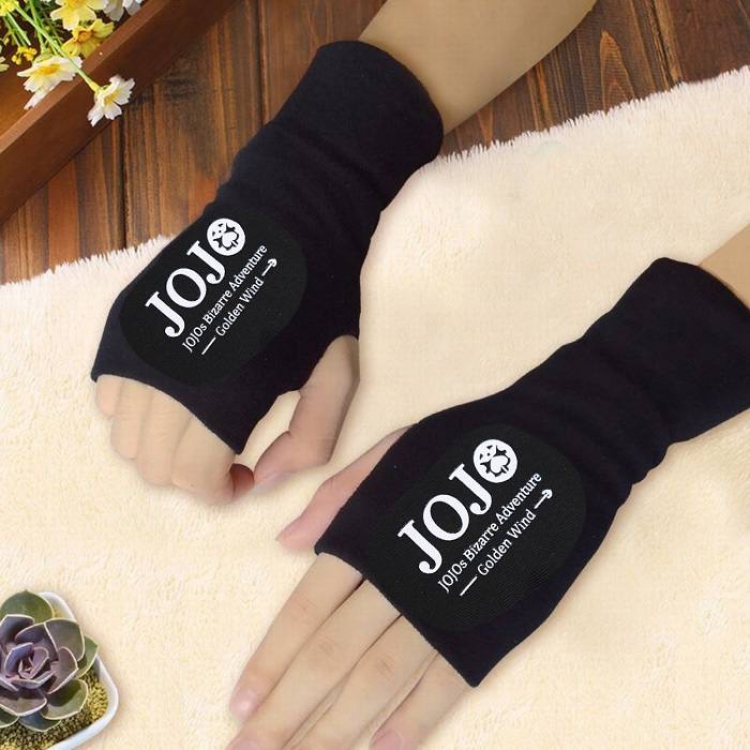 JoJos Bizarre Adventure Printing Black Half-finger Gloves Scrub bag