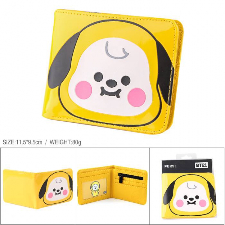 BTS BT21 Patent leather full color short print two fold wallet purse 11.5X9.5XCM 80G Style F