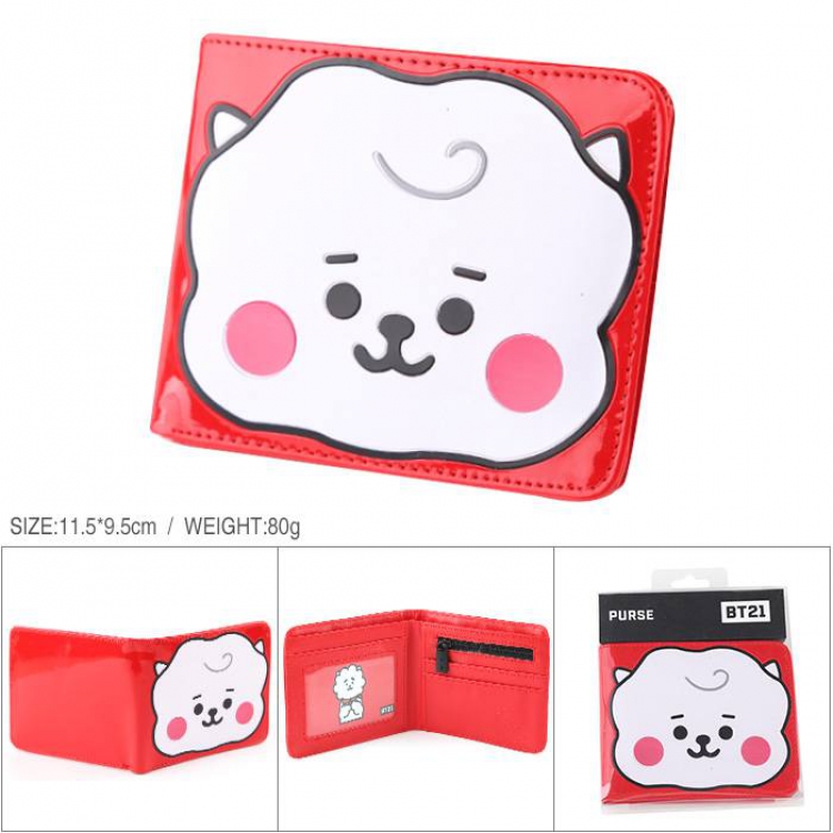 BTS BT21 Patent leather full color short print two fold wallet purse 11.5X9.5XCM 80G Style E