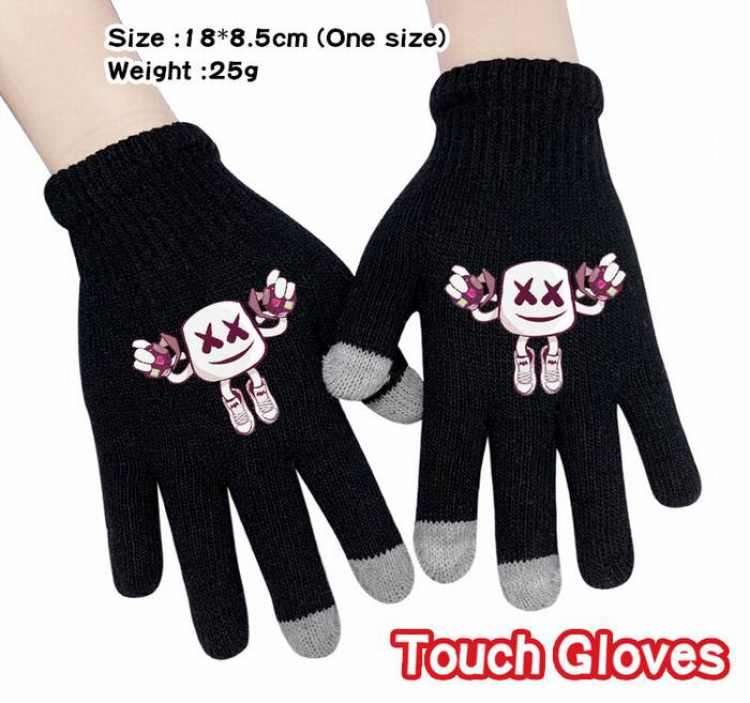 Marshmello-2A Black Anime knit full finger touch screen gloves