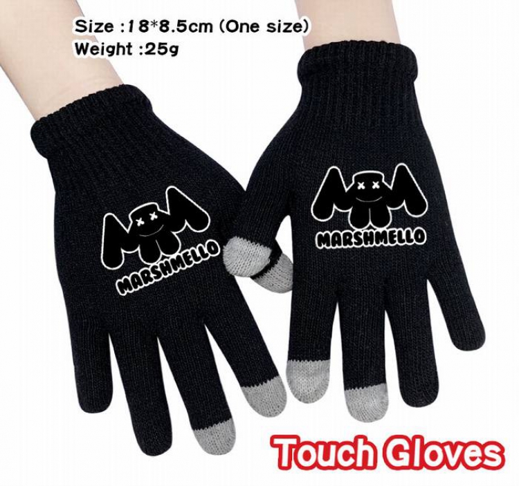 Marshmello-3A Black Anime knit full finger touch screen gloves