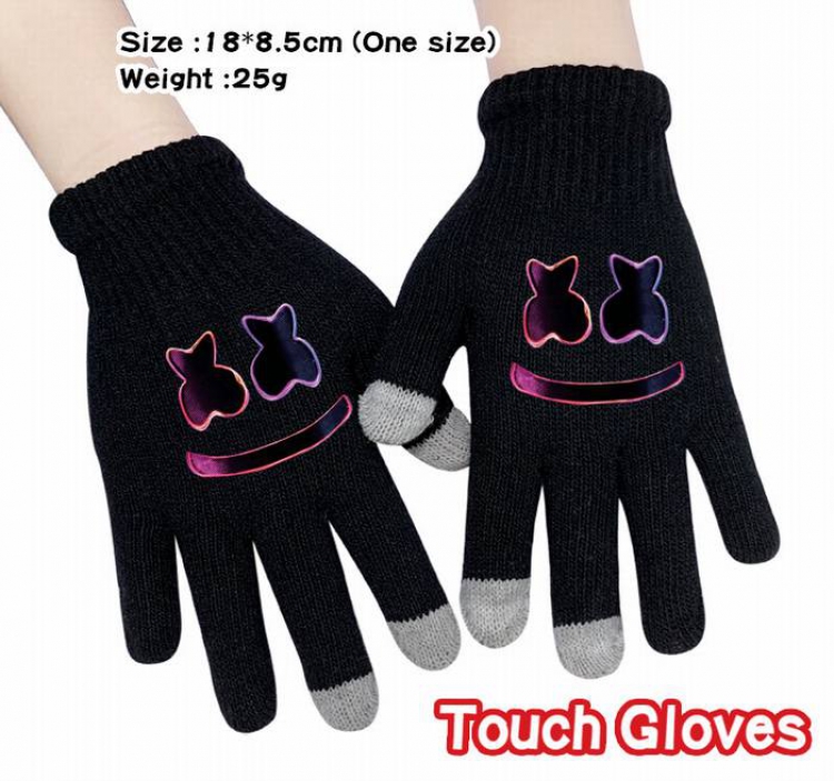 Marshmello-6A Black Anime knit full finger touch screen gloves