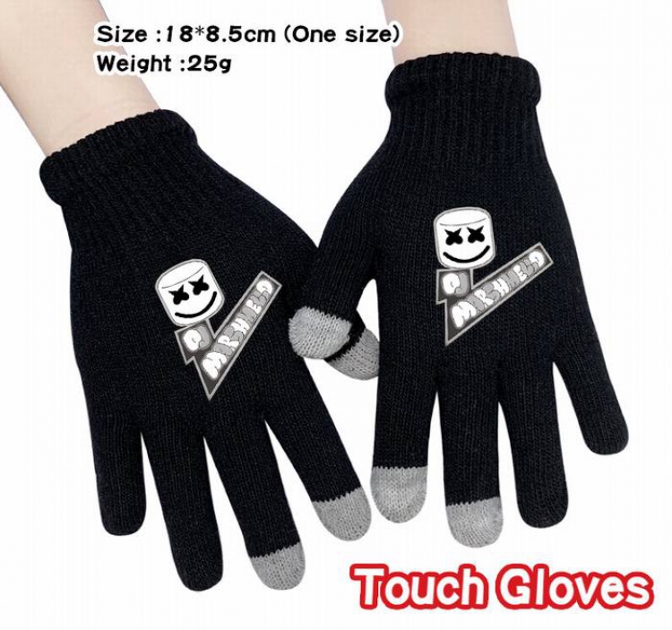 Marshmello-4A Black Anime knit full finger touch screen gloves