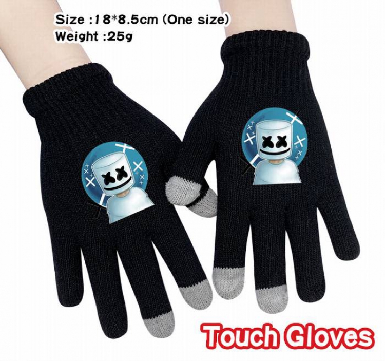 Marshmello-5A Black Anime knit full finger touch screen gloves