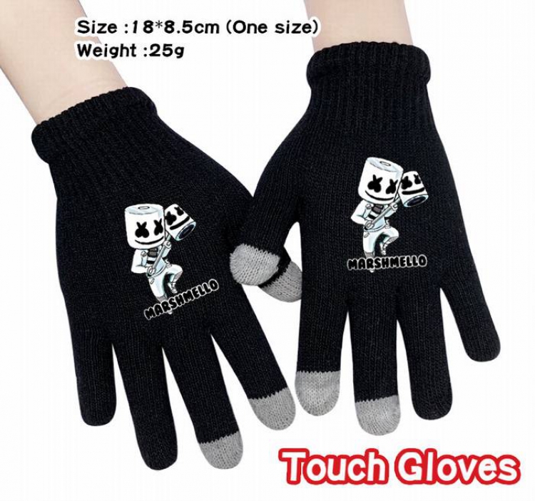 Marshmello-9A Black Anime knit full finger touch screen gloves