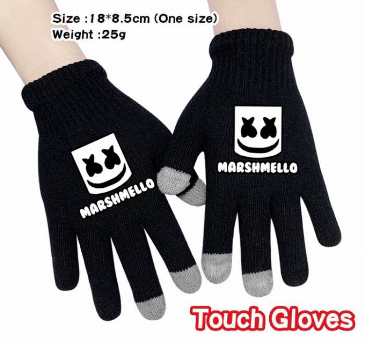 Marshmello-8A Black Anime knit full finger touch screen gloves