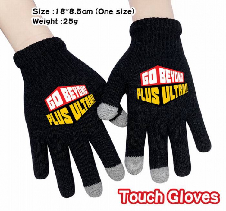 My Hero Academia-12A Black Anime knit full finger touch screen gloves