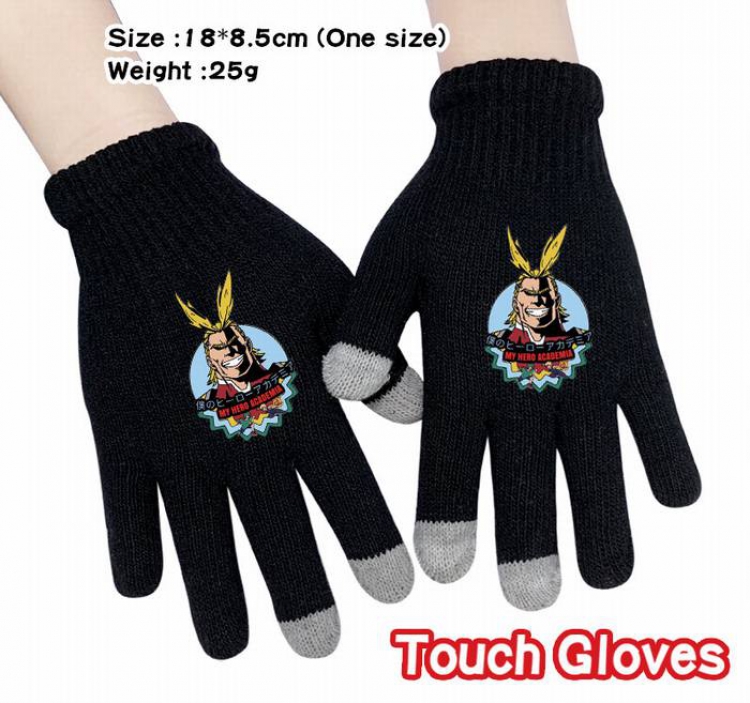 My Hero Academia-1A Black Anime knit full finger touch screen gloves