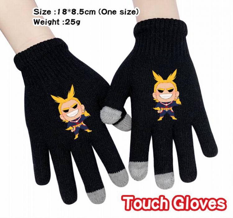 My Hero Academia-22A Black Anime knit full finger touch screen gloves