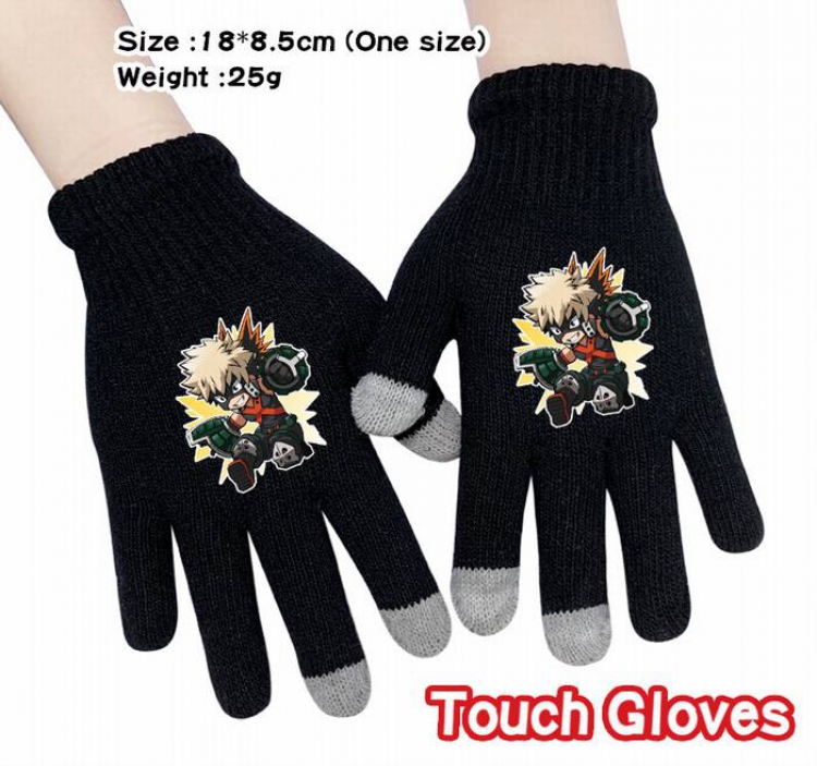 My Hero Academia-21A Black Anime knit full finger touch screen gloves