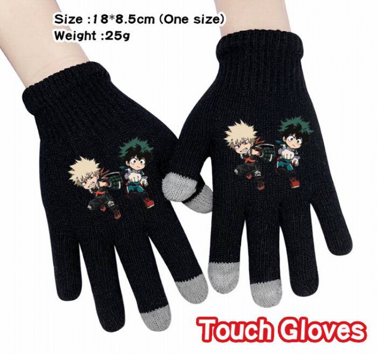 My Hero Academia-23A Black Anime knit full finger touch screen gloves