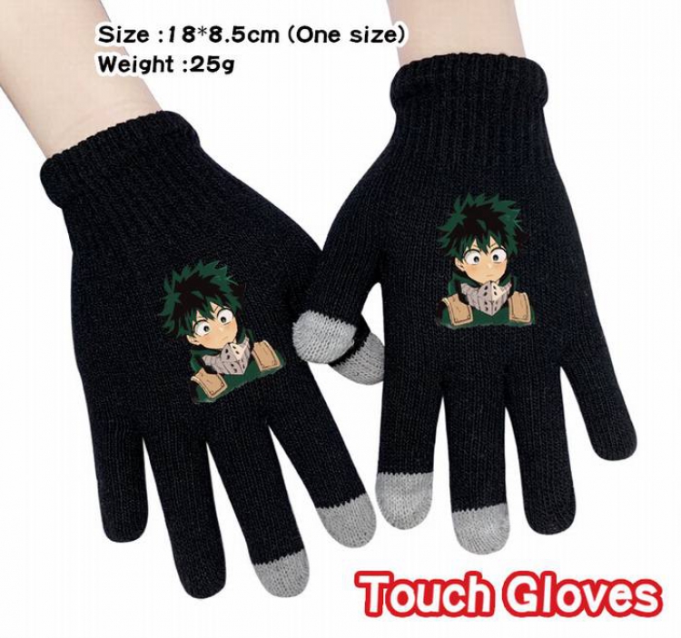My Hero Academia-24A Black Anime knit full finger touch screen gloves