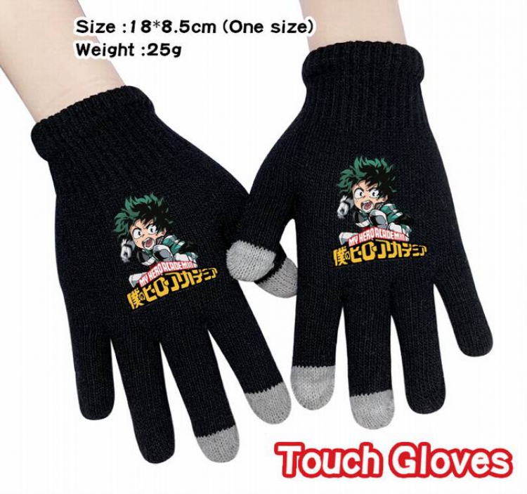 My Hero Academia-5A Black Anime knit full finger touch screen gloves