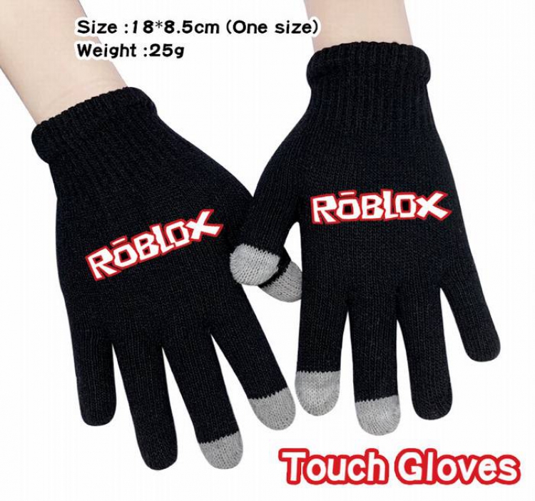 Roblox-10A Black Anime knit full finger touch screen gloves