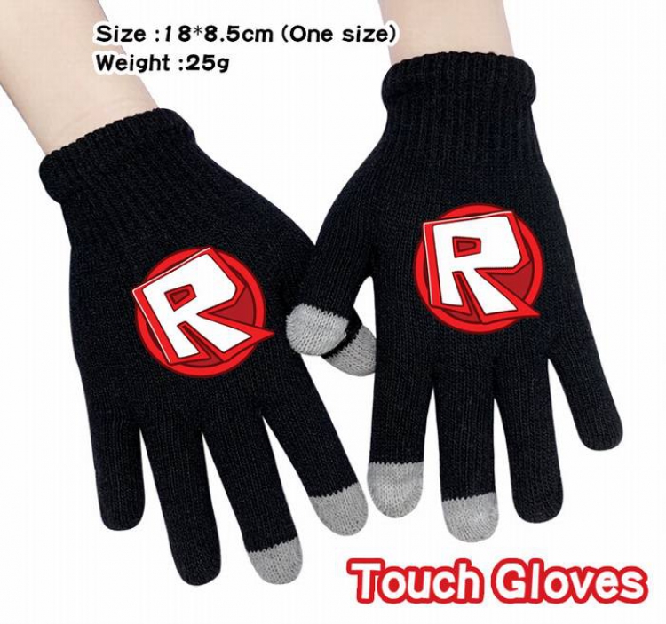 Roblox-2A Black Anime knit full finger touch screen gloves