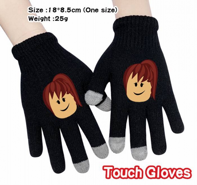 Roblox-5A Black Anime knit full finger touch screen gloves