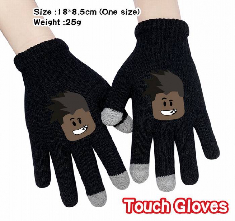 Roblox-9A Black Anime knit full finger touch screen gloves