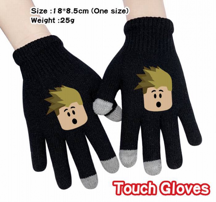 Roblox-8A Black Anime knit full finger touch screen gloves
