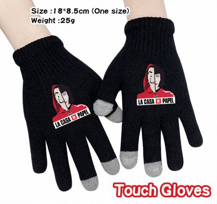 La casa de papel-13A Black Anime knit full finger touch screen gloves