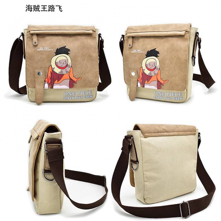 One Piece Luffy Full color PU canvas bag shoulder bag Messenger bag 25X7X28CM 0.5KG