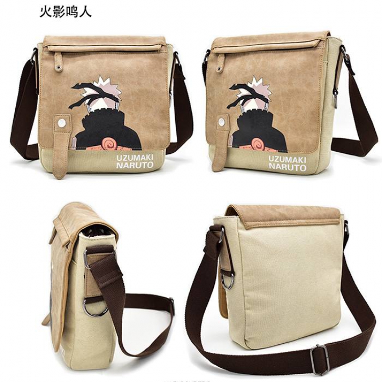 Naruto Full color PU canvas bag shoulder bag Messenger bag 25X7X28CM 0.5KG