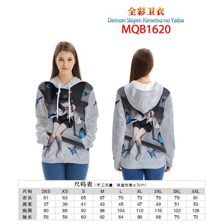 Demon Slayer Kimets Full color zipper hooded Patch pocket Coat Hoodie 9 sizes from XXS to 4XL MQB1620