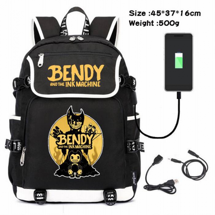Bendy-022 Anime 600D waterproof canvas backpack USB charging data line backpack