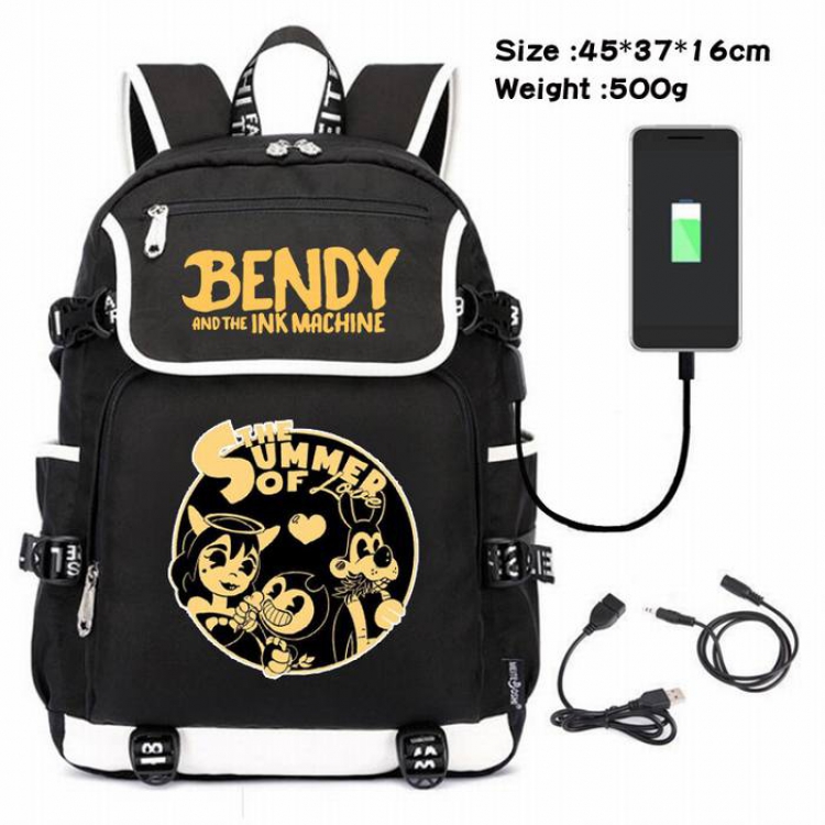 Bendy-024 Anime 600D waterproof canvas backpack USB charging data line backpack