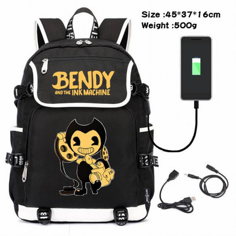 Bendy-026 Anime 600D waterproof canvas backpack USB charging data line backpack