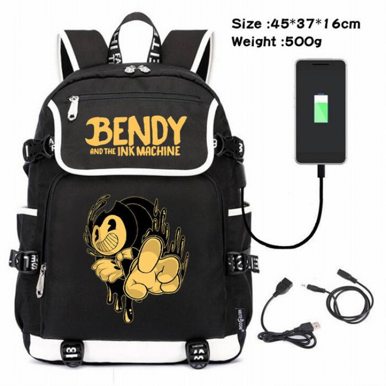 Bendy-029 Anime 600D waterproof canvas backpack USB charging data line backpack